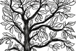 A sketch of an apple tree during winter tattoo idea