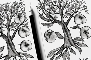A sketch of an apple tree during winter tattoo idea
