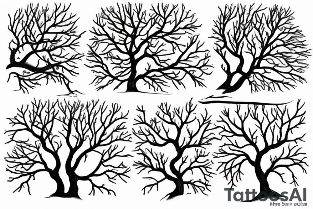 An outline of an apple tree during winter tattoo idea