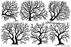 An outline of an apple tree during winter tattoo idea