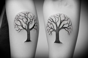 An outline of an apple tree during winter tattoo idea