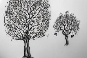 An outline of an apple tree during winter tattoo idea