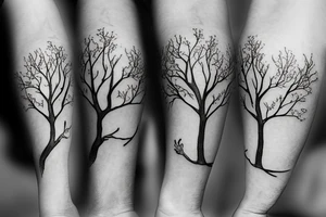 A sketch outline of an apple tree during winter tattoo idea