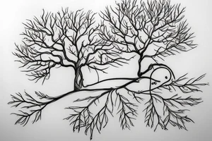 A sketch outline of an apple tree during winter tattoo idea