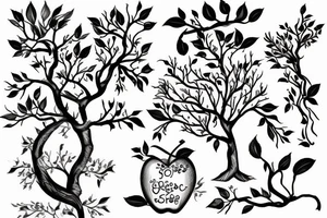 A sketch outline of an apple tree tattoo idea