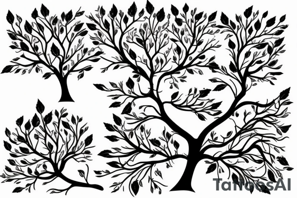 A sketch outline of an apple tree tattoo idea