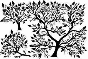 A sketch outline of an apple tree tattoo idea