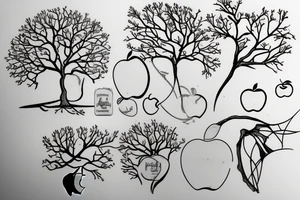 A sketch outline of an apple tree with tattoo idea