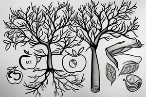 A sketch outline of an apple tree with tattoo idea