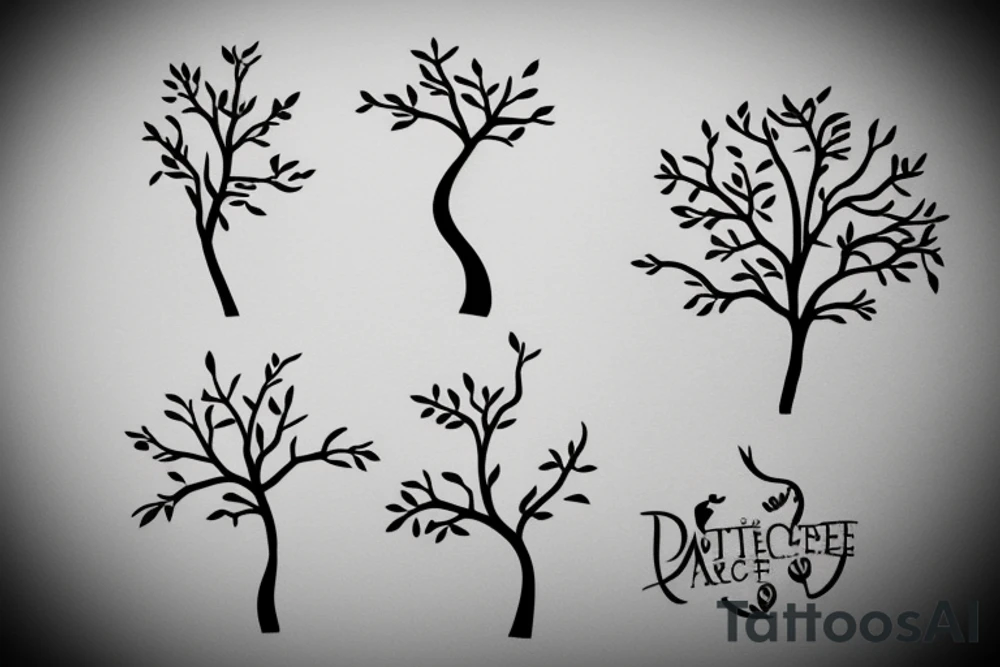 A sketch outline of one apple tree tattoo idea
