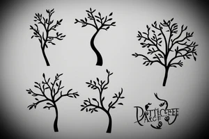 A sketch outline of one apple tree tattoo idea