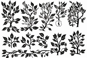 A sketch outline of a solitar apple tree tattoo idea