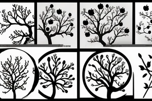 A sketch outline of a solitar apple tree tattoo idea