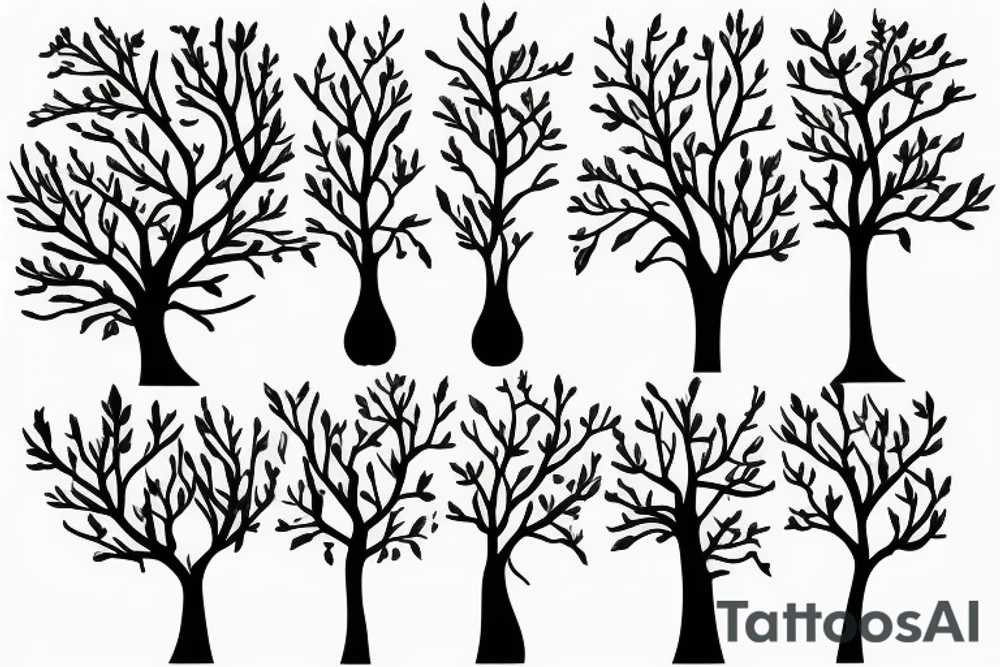 A sketch outline of a solitary apple tree tattoo idea