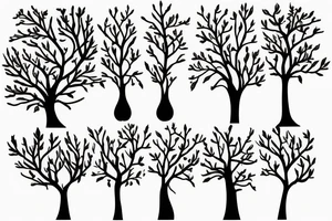 A sketch outline of a solitary apple tree tattoo idea