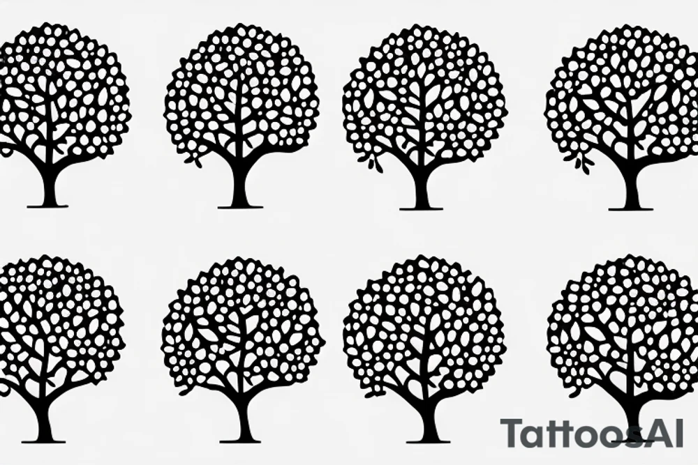 A sketch outline of a solitary apple tree tattoo idea