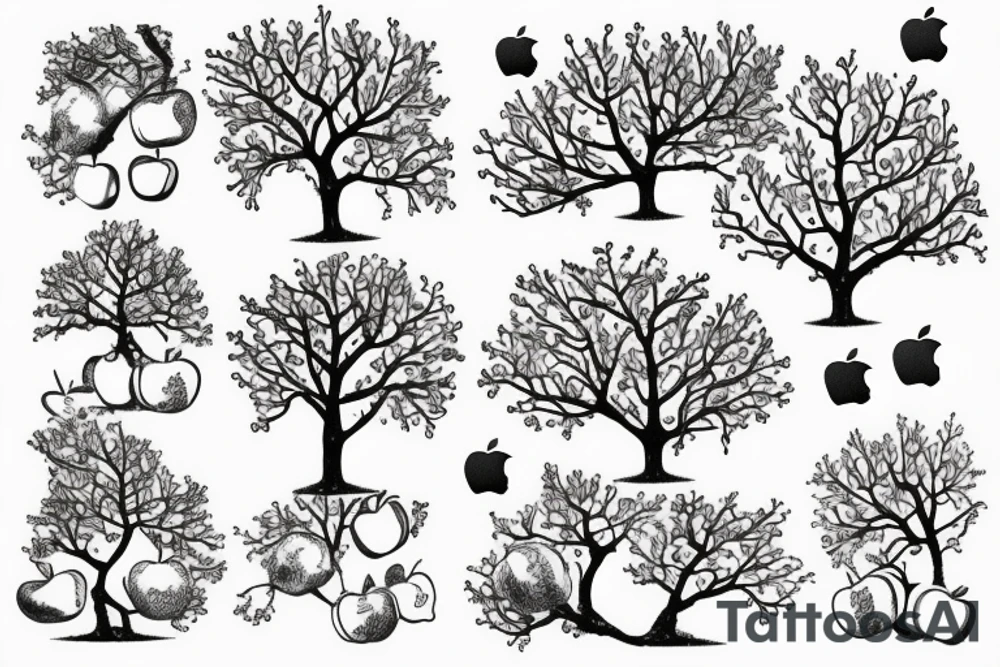An apple tree during winter tattoo idea