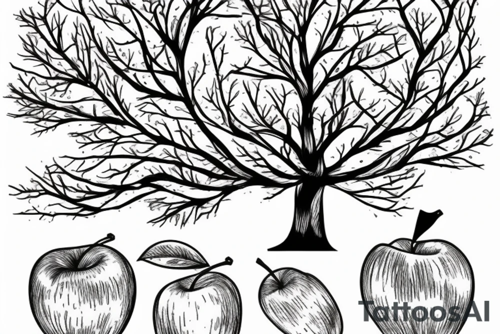 An apple tree during winter tattoo idea