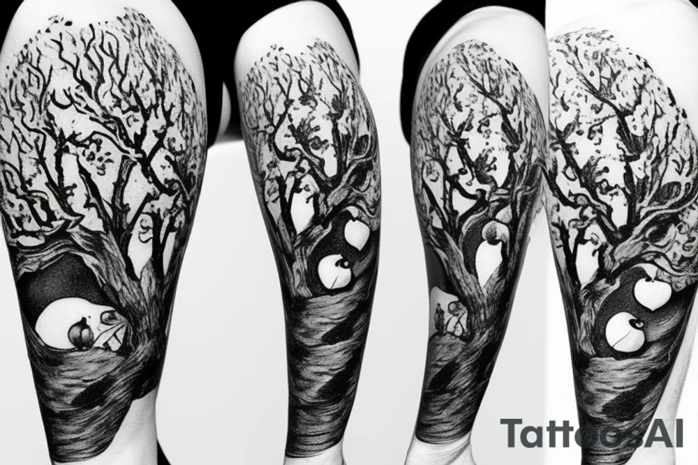 An apple tree during winter tattoo idea