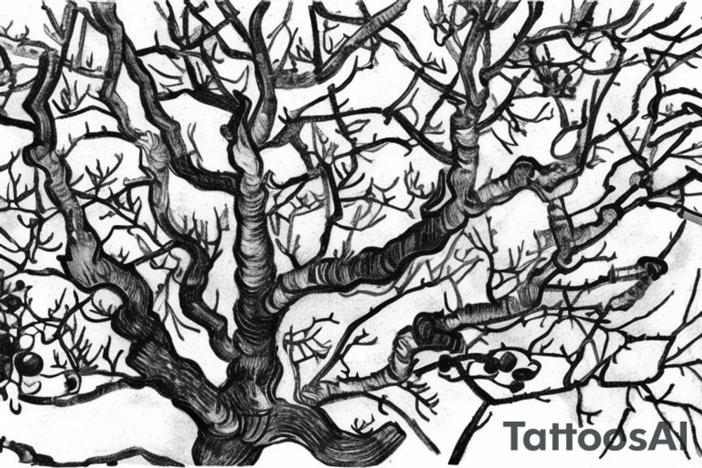 An apple tree during winter tattoo idea