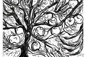 A sketch of an apple tree during winter tattoo idea