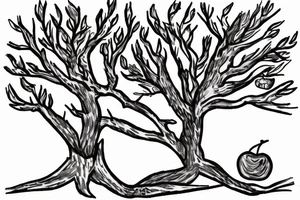 A sketch of an apple tree during winter tattoo idea