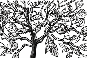 A sketch of an apple tree during winter tattoo idea