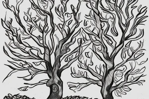 A sketch of an apple tree during winter tattoo idea