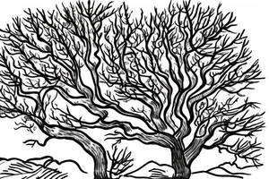 A sketch of an apple tree during winter tattoo idea