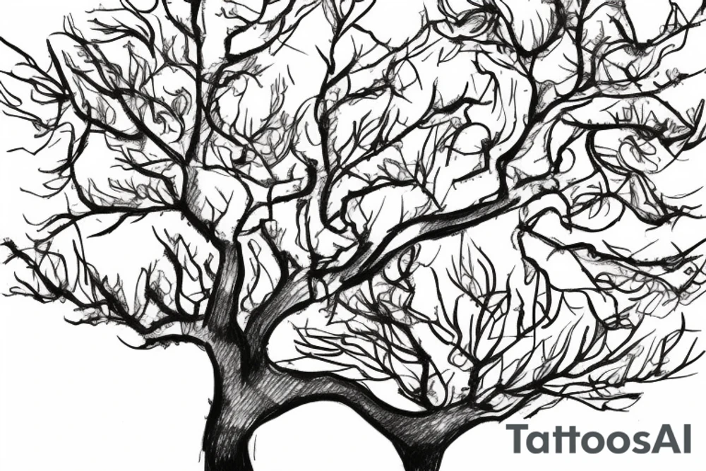 A sketch of an apple tree during winter tattoo idea
