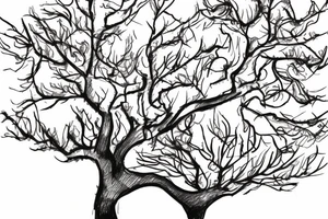 A sketch of an apple tree during winter tattoo idea