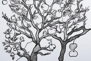 A sketch of an apple tree during winter tattoo idea
