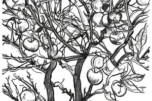 A sketch of an apple tree during winter tattoo idea