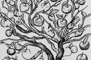 A sketch of an apple tree during winter tattoo idea