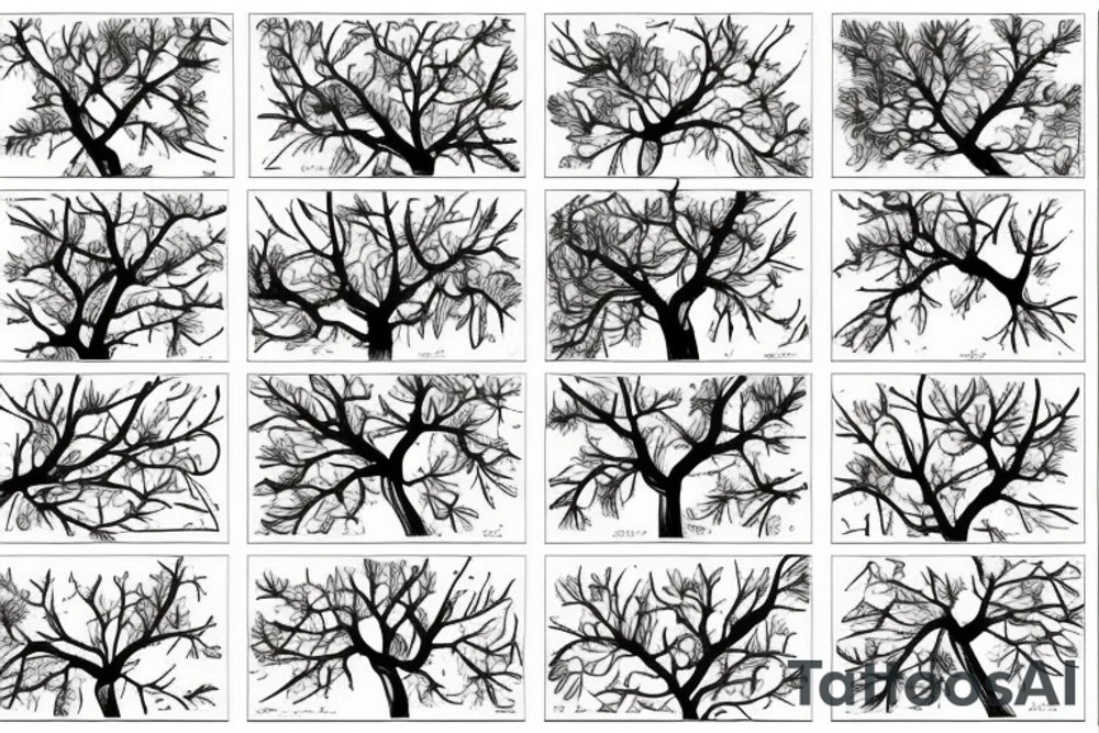 A sketch of an apple tree during winter tattoo idea