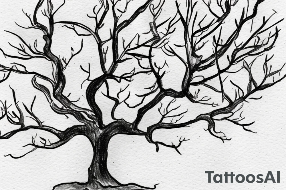 A sketch of an apple tree during winter tattoo idea