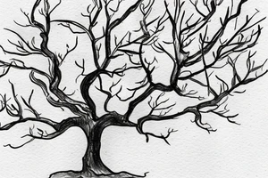 A sketch of an apple tree during winter tattoo idea