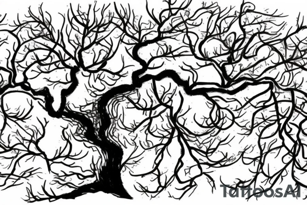 A sketch of an apple tree during winter tattoo idea