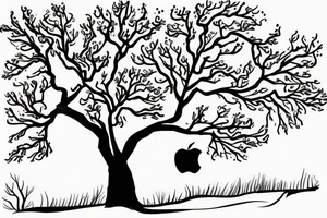 A sketch of an apple tree during winter tattoo idea