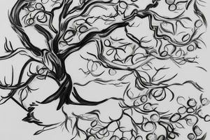 A sketch of an apple tree during winter tattoo idea