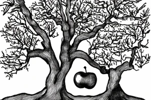 A sketch of an apple tree during winter tattoo idea