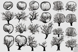 A sketch of an apple tree during winter tattoo idea