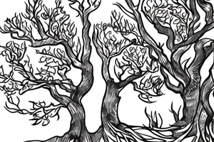 A sketch of an apple tree during winter tattoo idea