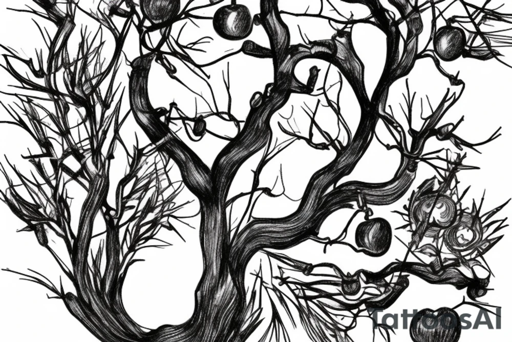 A sketch of an apple tree during winter tattoo idea A sketch of an apple tree during winter tattoo idea