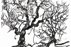 A sketch of an apple tree during winter tattoo idea