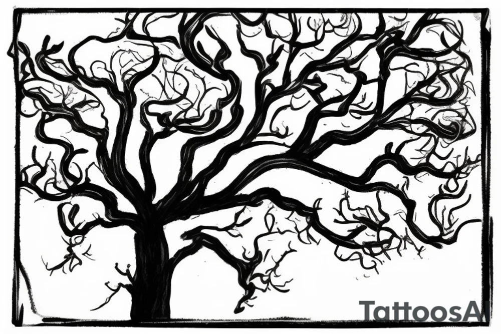 A sketch of an apple tree during winter tattoo idea