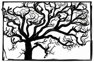 A sketch of an apple tree during winter tattoo idea