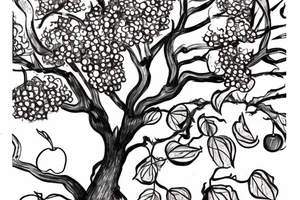 A sketch of an apple tree during winter tattoo idea