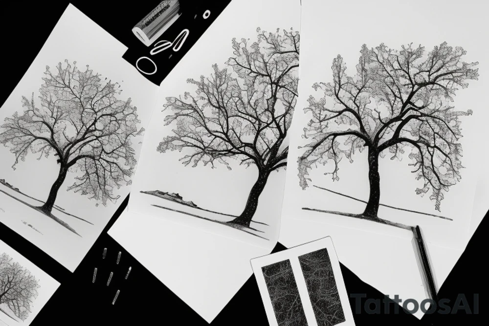 An apple tree during winter tattoo idea