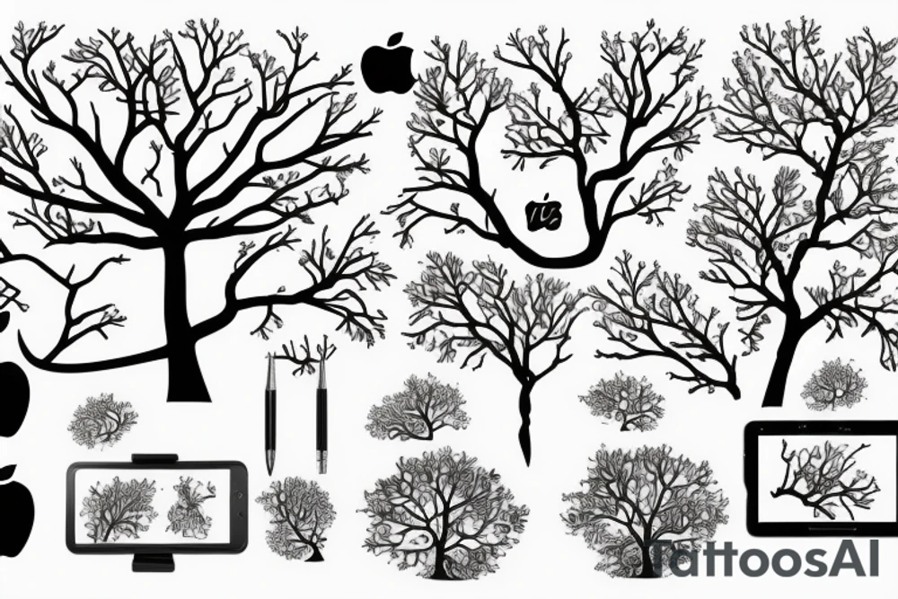 An apple tree during winter tattoo idea